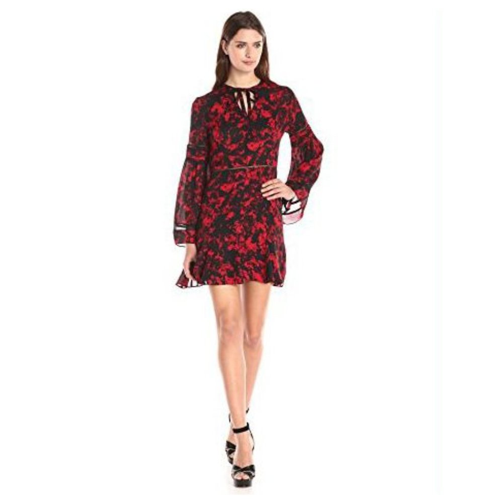 Silk Parker Womens Milly Long Sleeve Printed Boho Dress, Garland Valentines